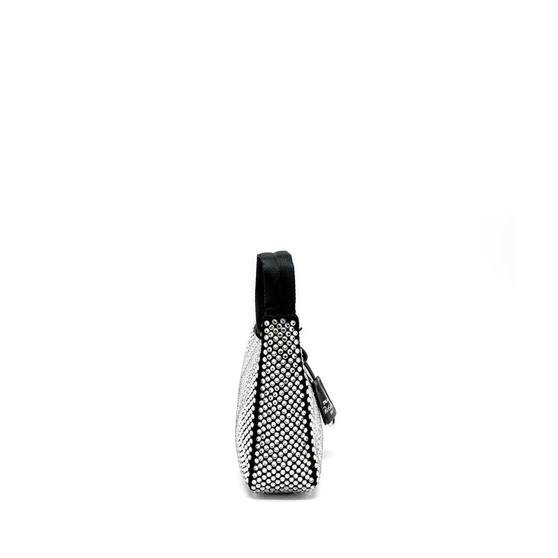 Prada Re-Edition 2000 Mini-Bag Satin/Crystal Black SHW