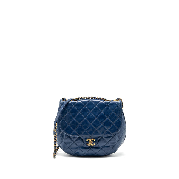 Chanel Quilted large flap bag calfskin blue GHW