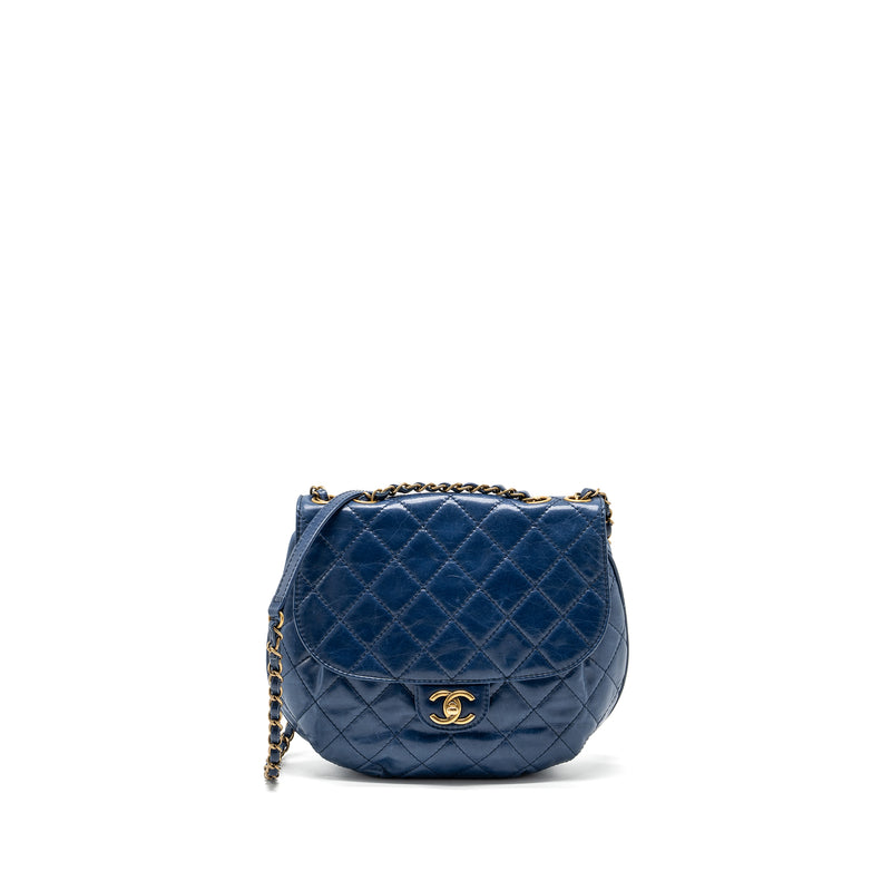 Chanel Quilted large flap bag calfskin blue GHW
