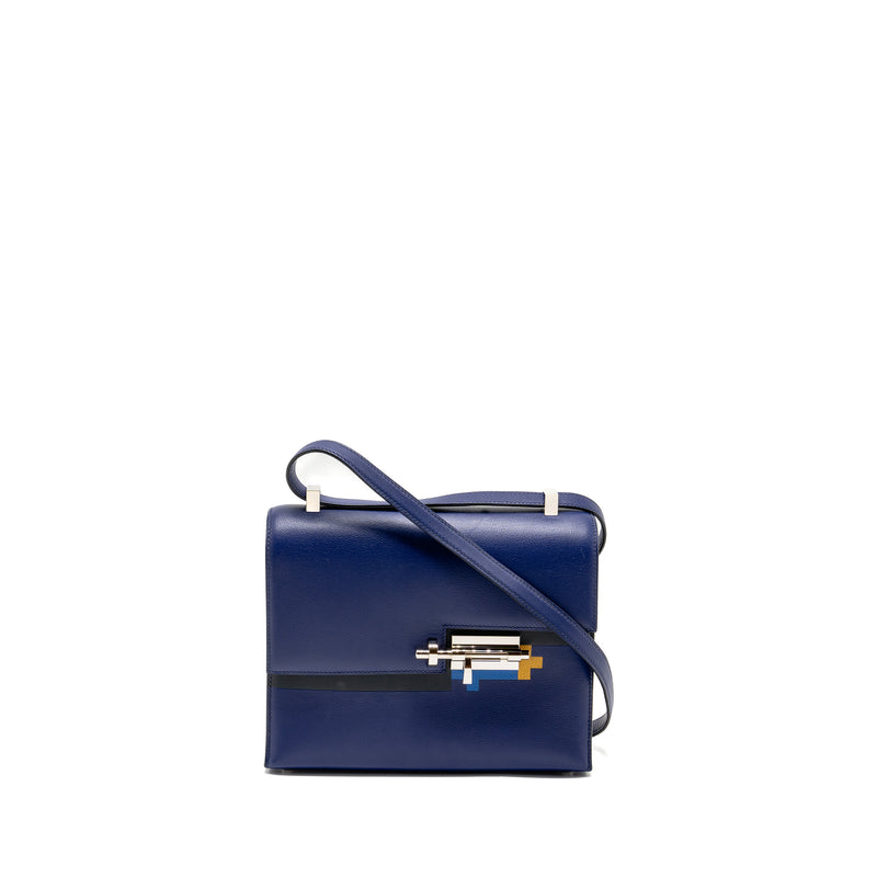 Hermes Verrou 23 Allegretto Leather Bleu Encre / Multicolour SHW Stamp C