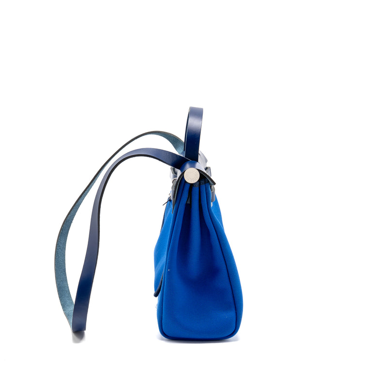 Hermes Herbag 31 Zip Bag Canvas/Hunter Leather Bleu Billard/Bleu Saphir SHW Stamp Z