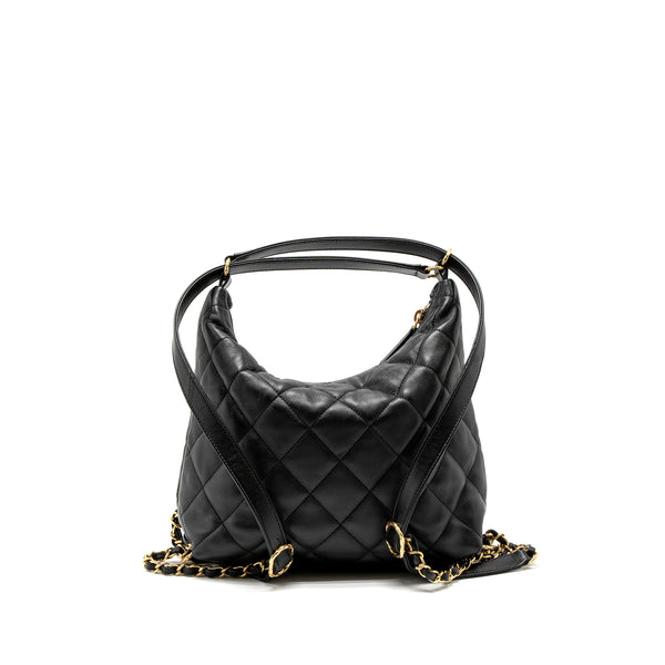 Chanel 22B Hobo Bag Lambskin Black Brushed GHW (Microchip)