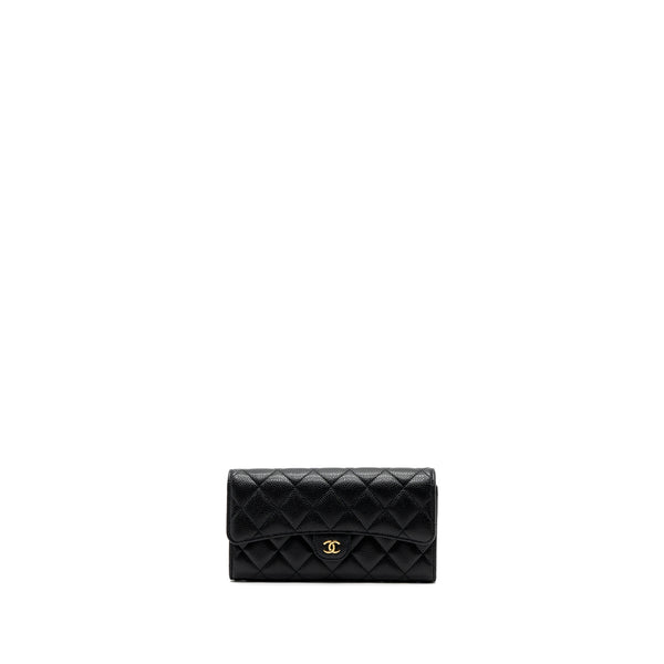 Chanel classic long flap wallet caviar black GHW