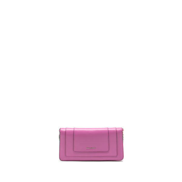 Bvlgari Serpenti forever clutch with chain calfskin pink SHW