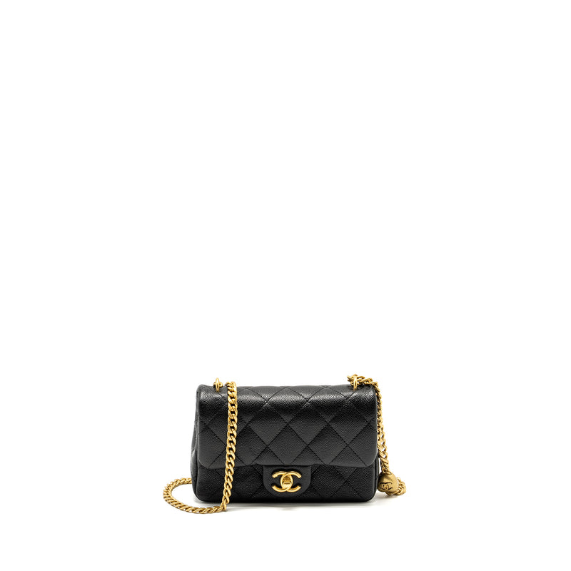 Chanel Coco Love Mini Flap Bag with Adjustable Chain Caviar Black GHW (Microchip)