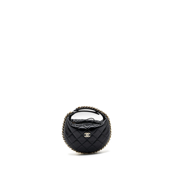 Chanel 23C round Clutch lambskin black GHW (microchip)