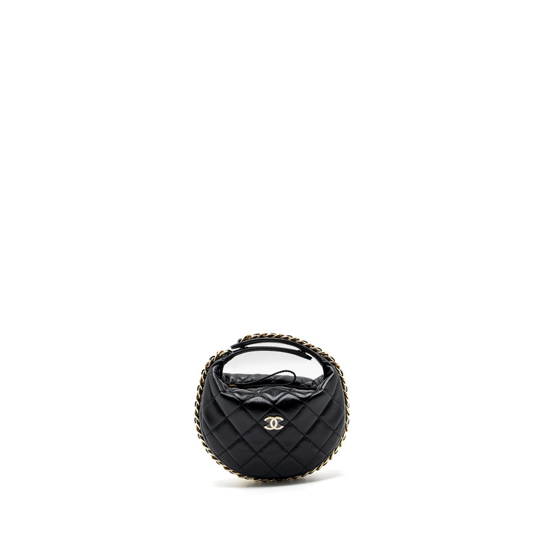 Chanel 23C round Clutch lambskin black GHW (microchip)