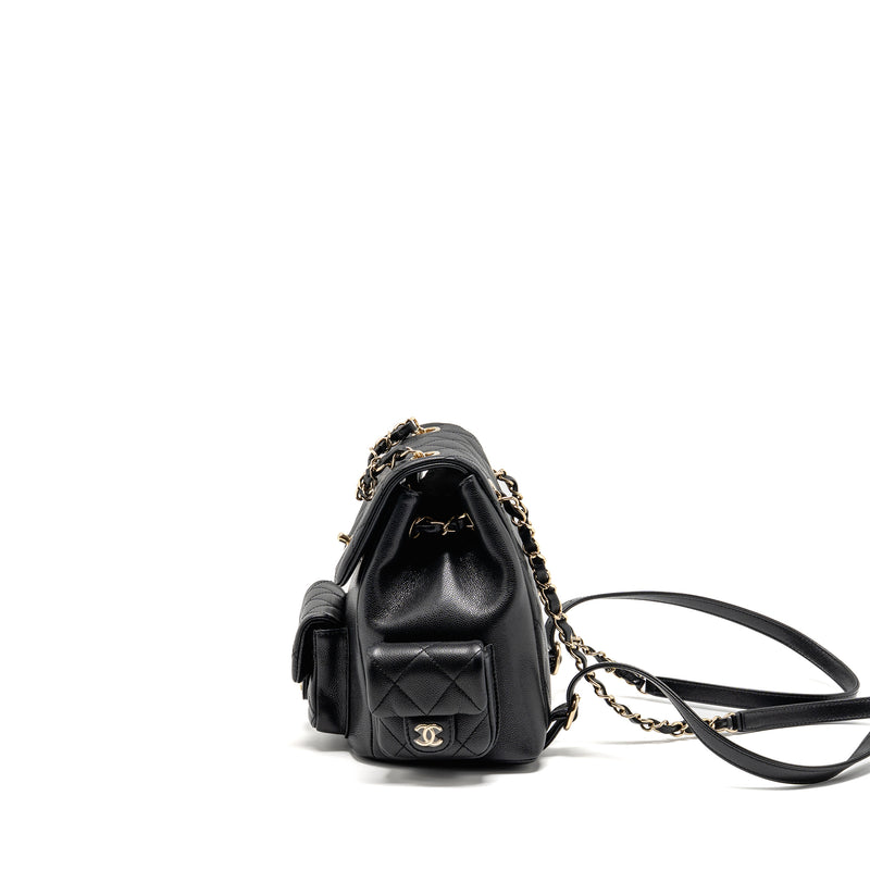 Chanel Triple Pocket Backpack Caviar Black LGHW (microchip)