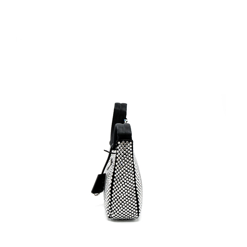 Prada Re-Edition 2000 Mini-Bag Satin/Crystal Black SHW