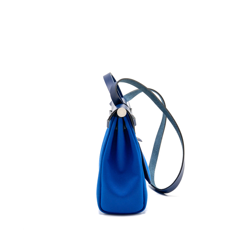 Hermes Herbag 31 Zip Bag Canvas/Hunter Leather Bleu Billard/Bleu Saphir SHW Stamp Z