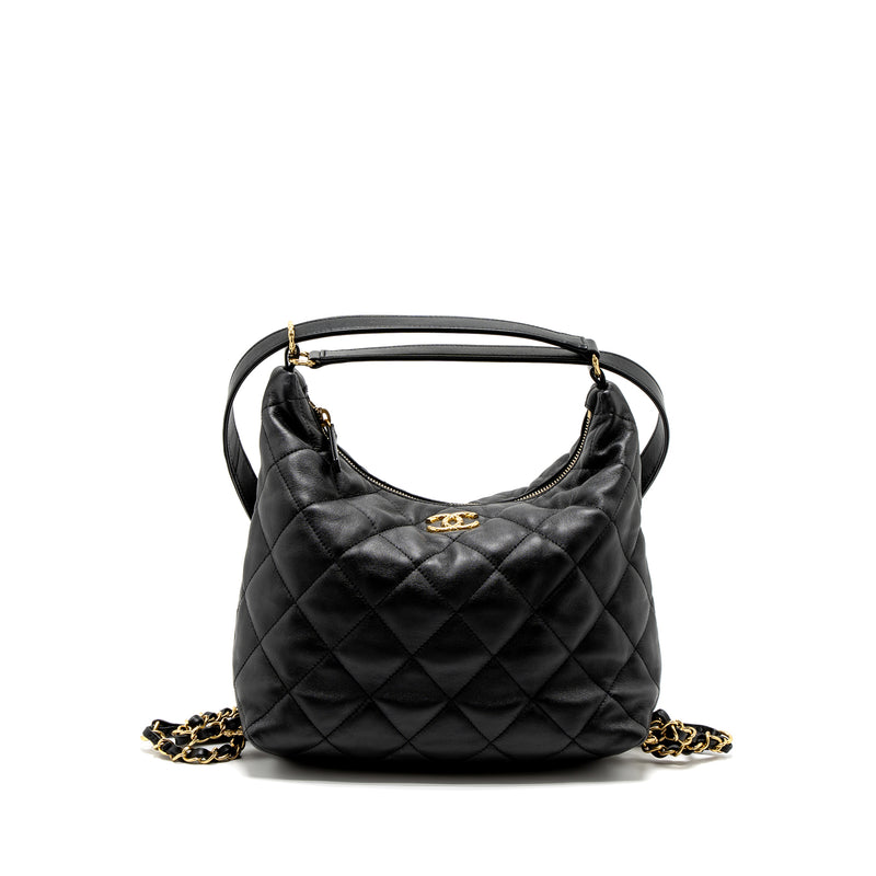 Chanel Mini Bowling Bag with Chain Lambskin Black Brushed GHW (Microch