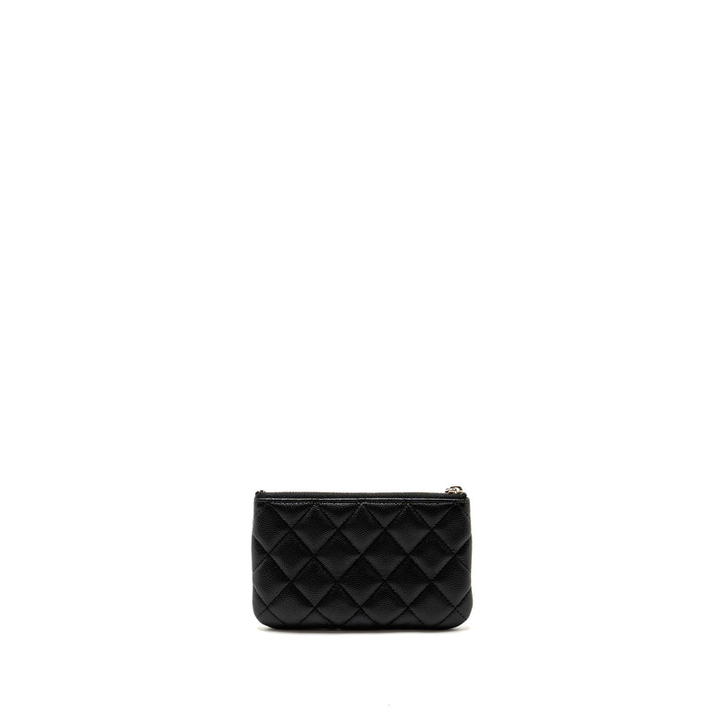 Chanel Detailed CC Small O-Case Pouch Caviar Black SHW (Microchip)