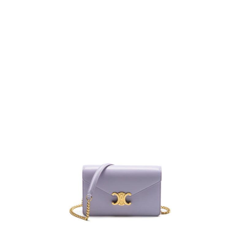 Celine Triomphe Wallet on Chain Margo Shiny Calfskin Light Lavender GHW