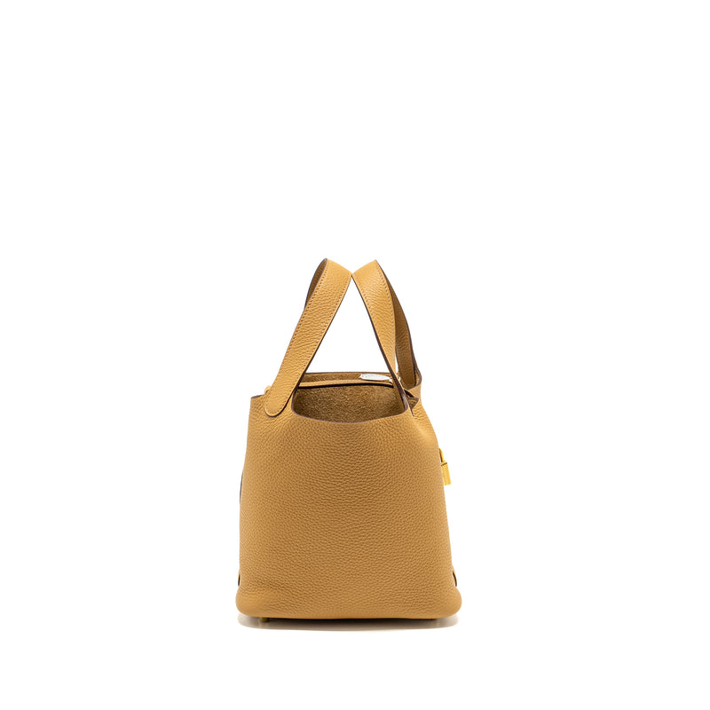 Hermes Picotin 18 Lock Bag Clemence 4B Biscuit GHW Stamp U
