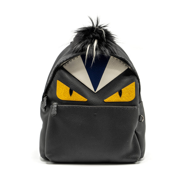 FENDI Large Backpack Calfskin/ Fur/ Crocodile Multicolor SHW