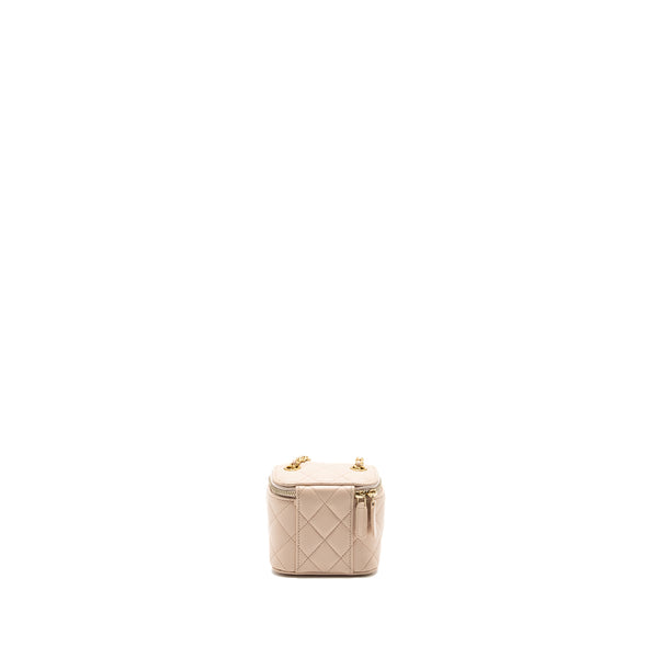 Chanel pearl crush Mini vanity with chain lambskin light pink GHW