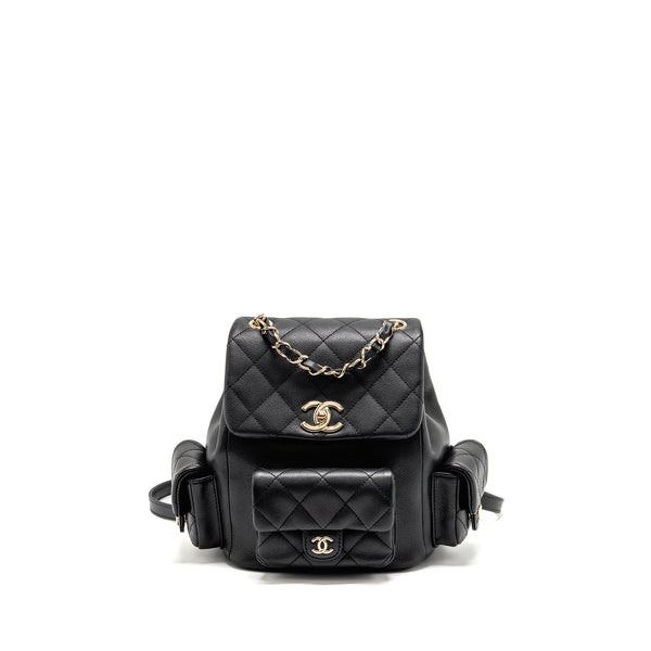 Chanel Triple Pocket Backpack Caviar Black LGHW (microchip)