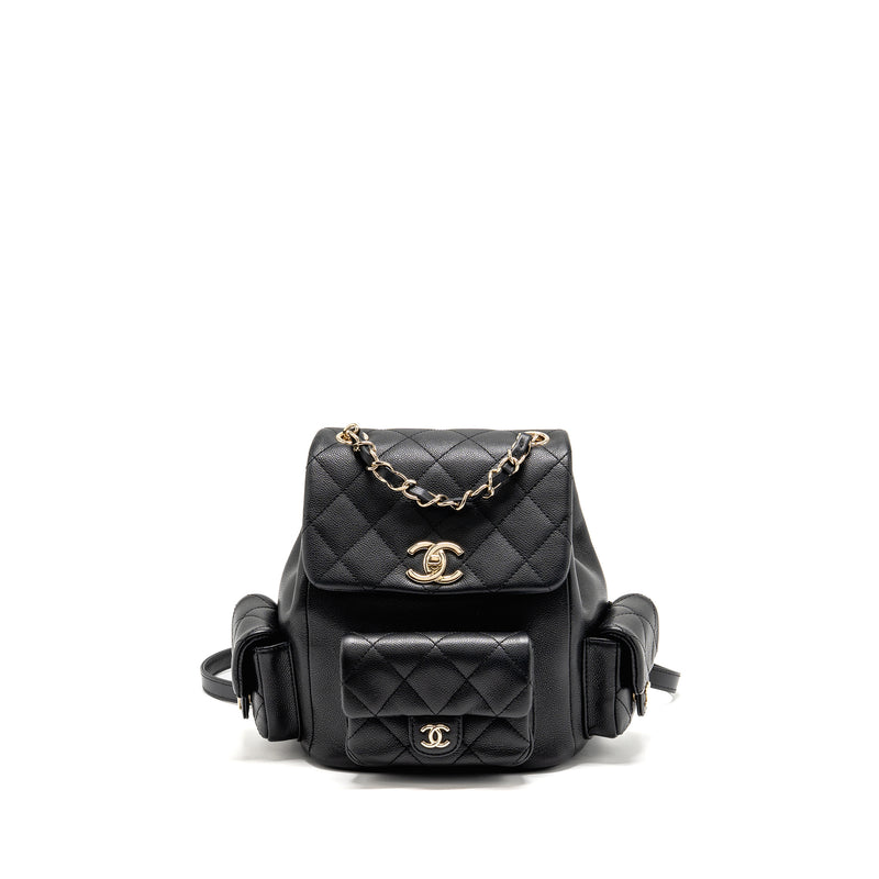 Chanel Triple Pocket Backpack Caviar Black LGHW (microchip)