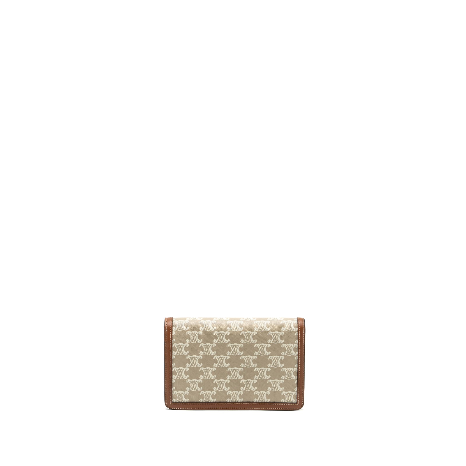 Celine Triomphe Trifold Wallet White Macadam Gold Hardware