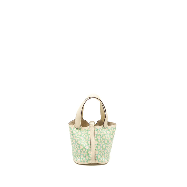 Hermes Lucky Daisy Micro Picotin Swift Nata/Vert/Blanc SHW Stamp U
