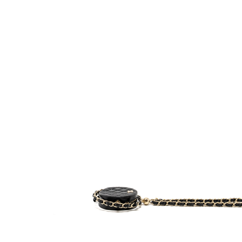 Chanel 22C Round Clutch With Chain Lambskin Black GHW