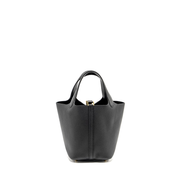 Hermes Picotin 18 Lock Bag Clemence Black GHW Stamp W