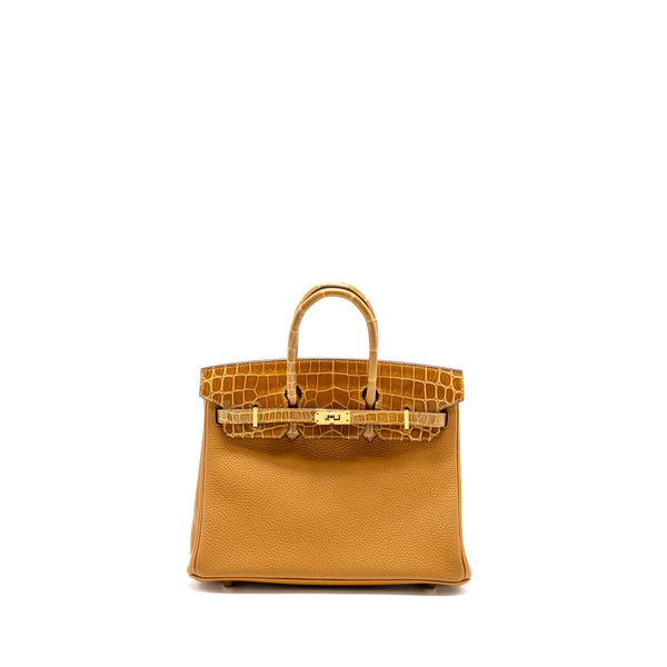 Hermes Birkin 25 Touch Crocodile Niloticus/Togo Caramel/Tabac Camel GHW Stamp Y