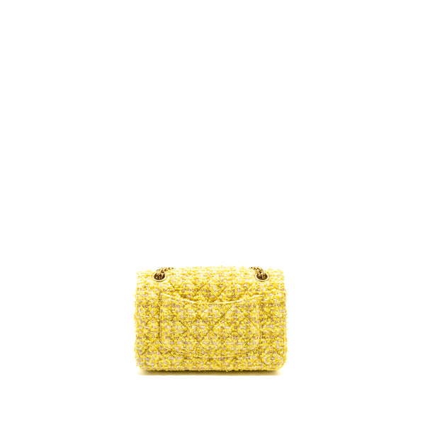 Chanel Mini 2.55 Reissue Flap Bag Tweed Yellow GHW