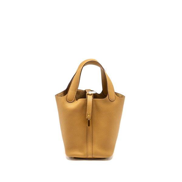 Hermes Picotin 18 Lock Bag Clemence 4B Biscuit GHW Stamp U