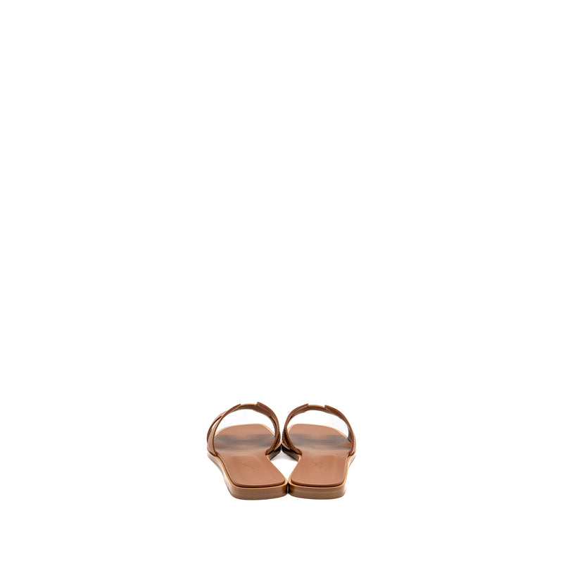 Hermes Size 38 Oran Sandals Calfskin GOLD