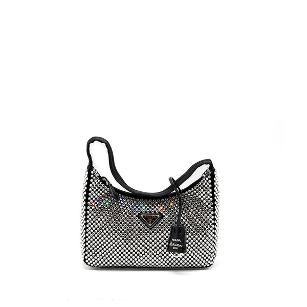 Prada Re-Edition 2000 Mini-Bag Satin/Crystal Black SHW