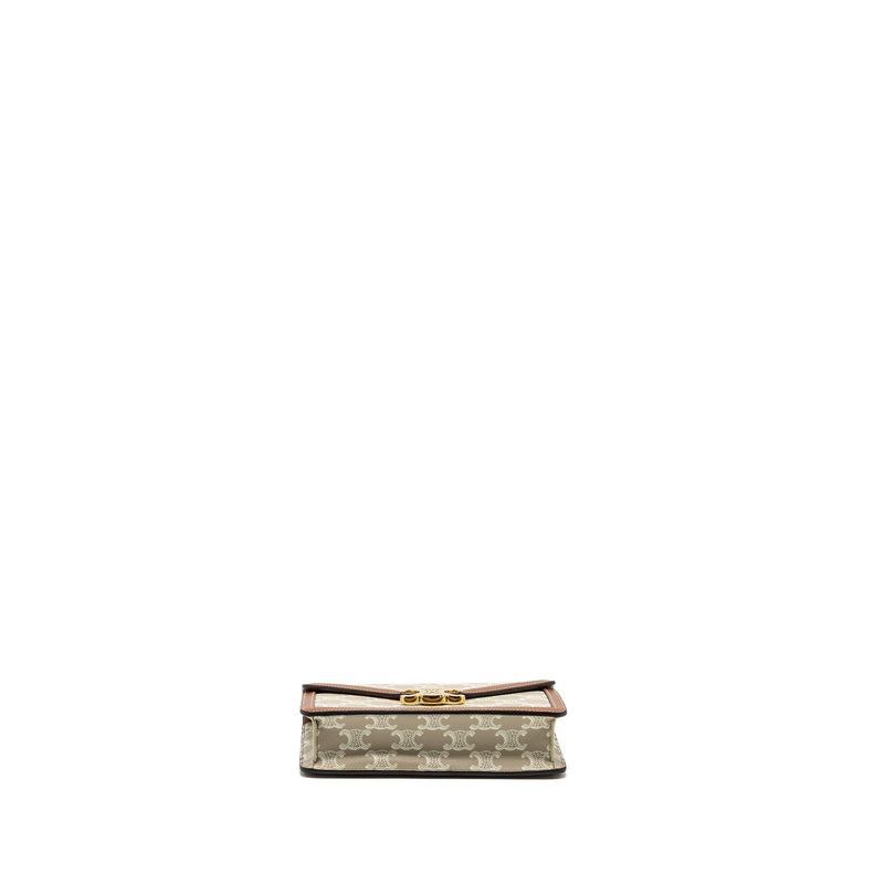 Celine MARGO wallet on chain Triomphe canvas / calfskin Grege GHW