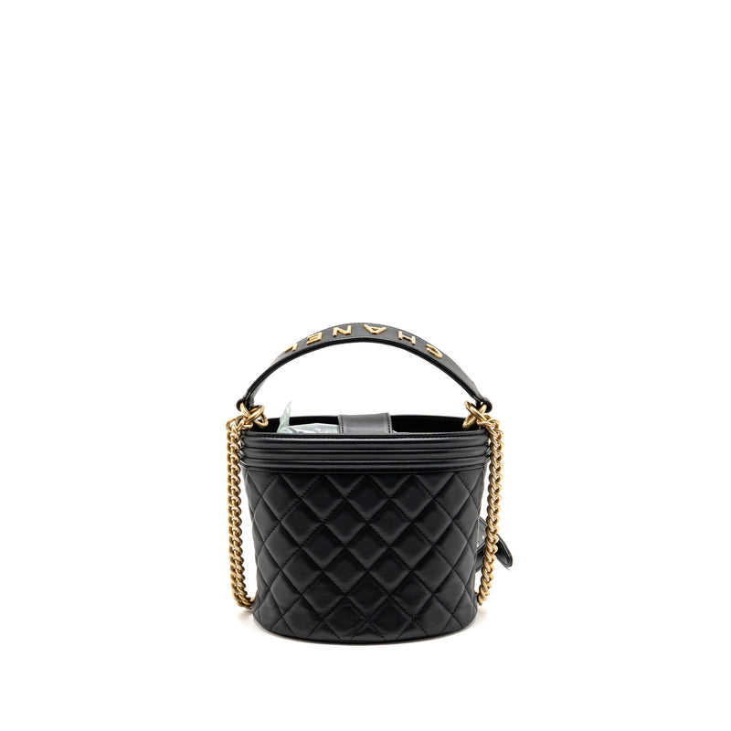 Chanel Top Handle Boy Bucket Bag Lambskin Black GHW
