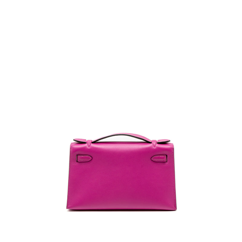 Hermes Kelly Pochette Swift Rose Pourpre SHW Stamp A