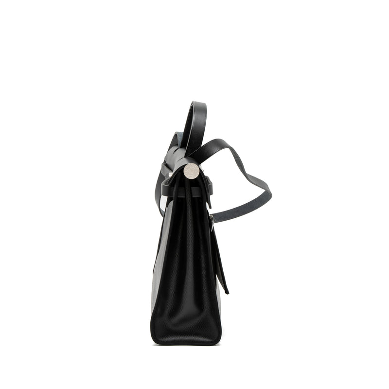 Hermes Herbag 31 Zip Bag Toile H Berline Canvas/Vache Hunter Black/Ecru SHW Stamp Z