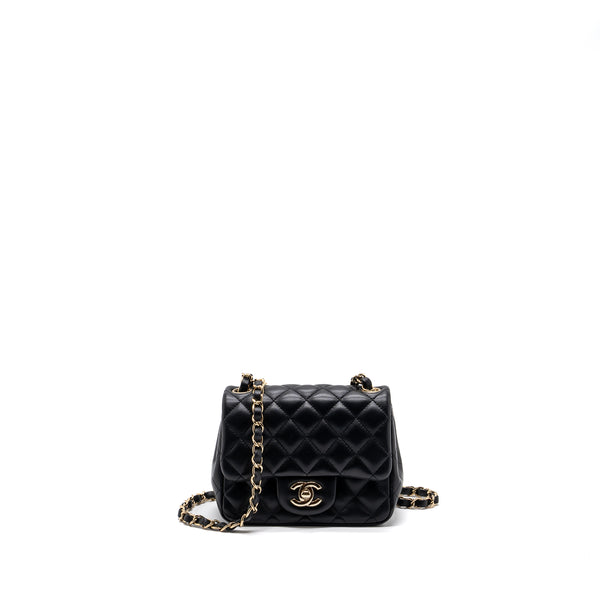 Chanel Classic Mini Square Flap Bag Lambskin Black LGHW