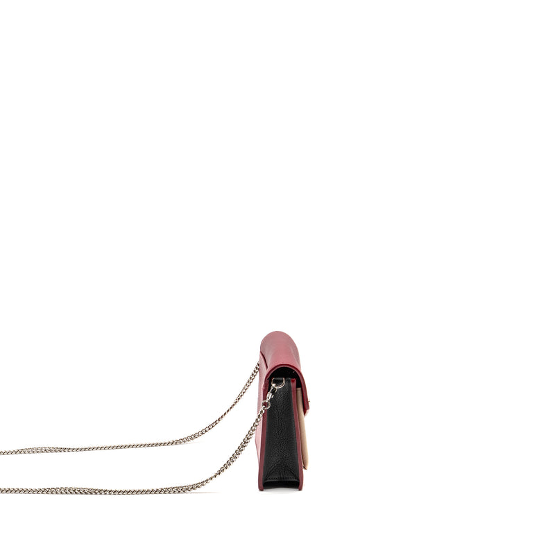 Louis Vuitton Mylockme chain pochette calfskin multicolor dark red/ beige/ grey SHW
