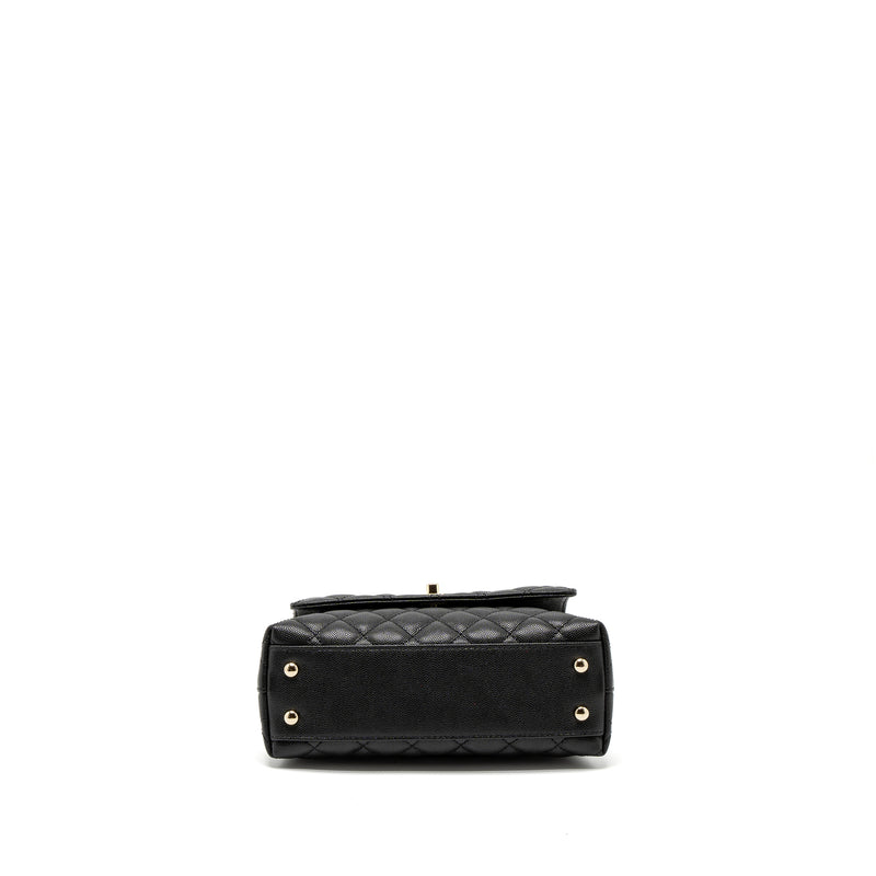 Chanel Small Coco Handle Caviar Black LGHW (Microchip)