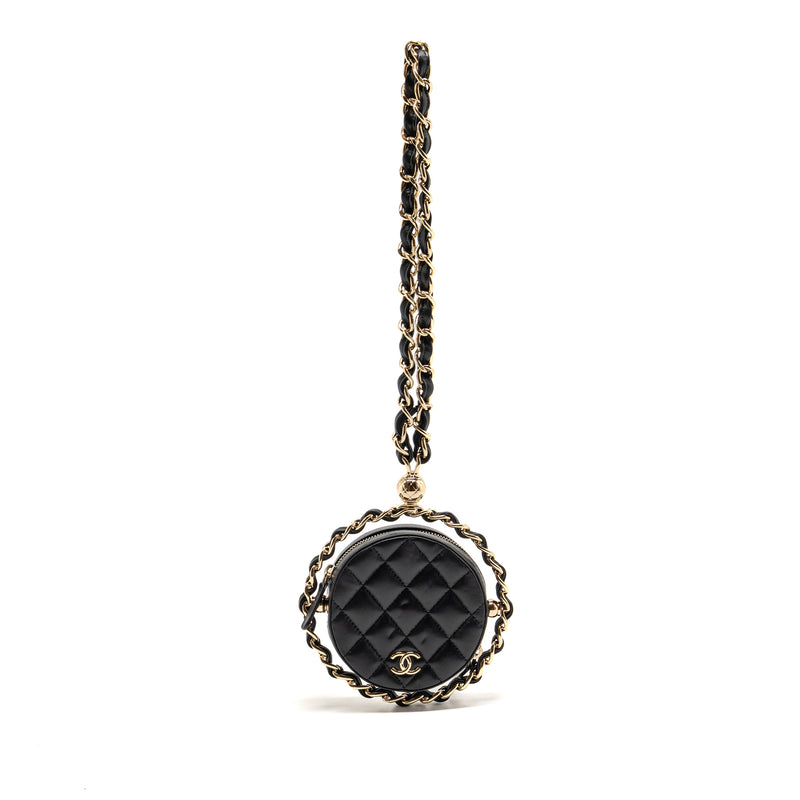 Chanel 22C Round Clutch with Chain Lambskin Black LGHW