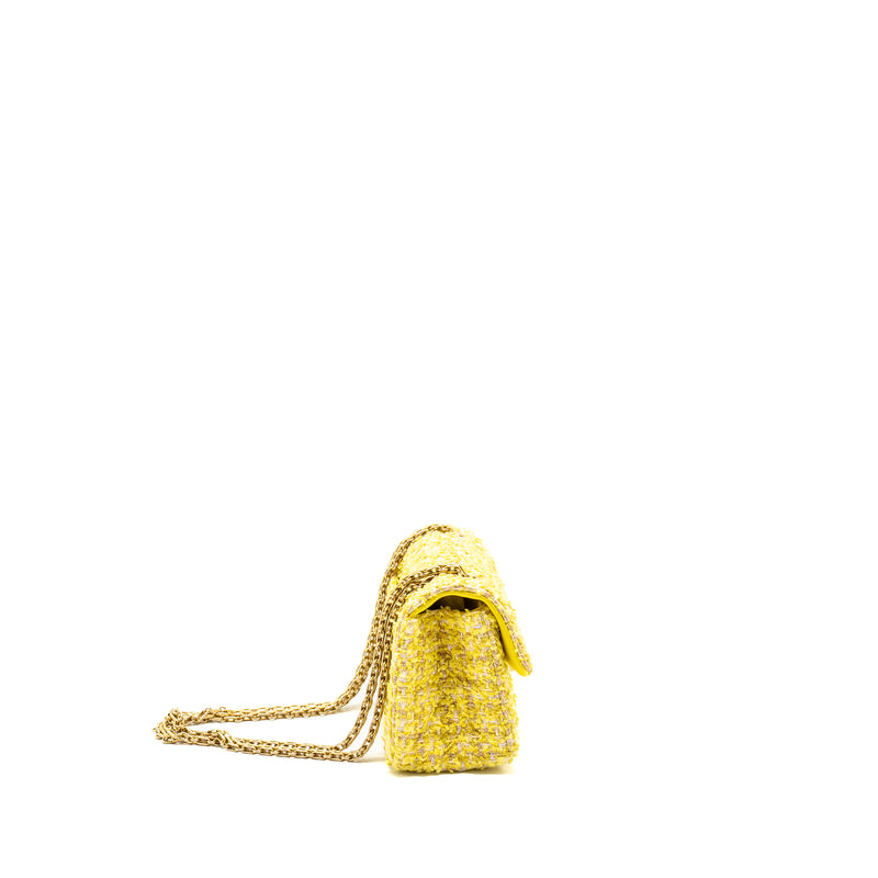 Chanel Mini 2.55 Reissue Flap Bag Tweed Yellow GHW