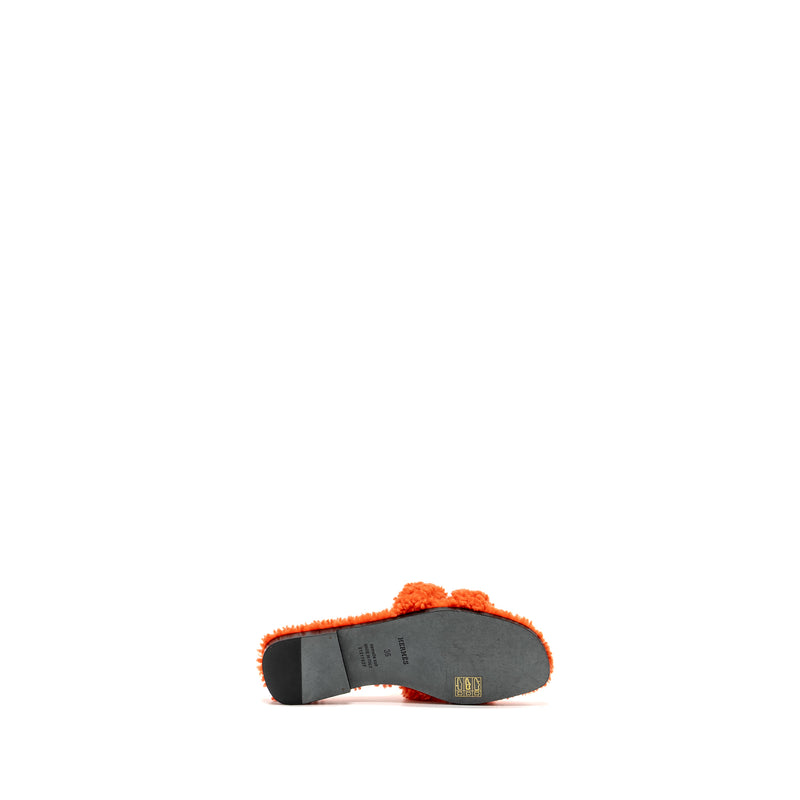 Hermes Size 36 Oran Sandals Shearling Orange