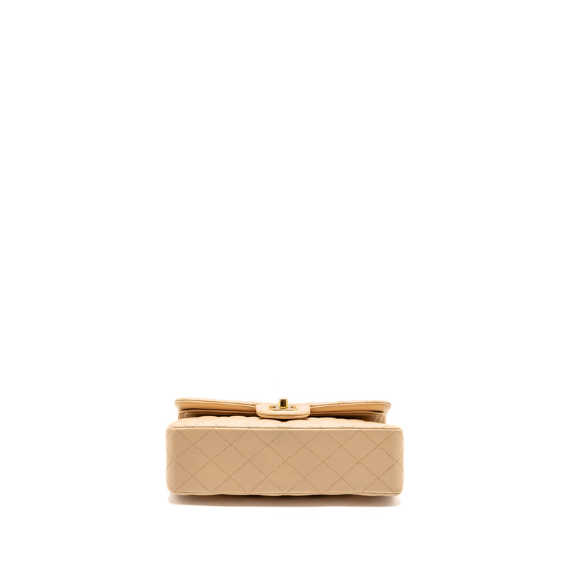 Chanel Small Classic Double Flap Bag Lambskin Beige GHW