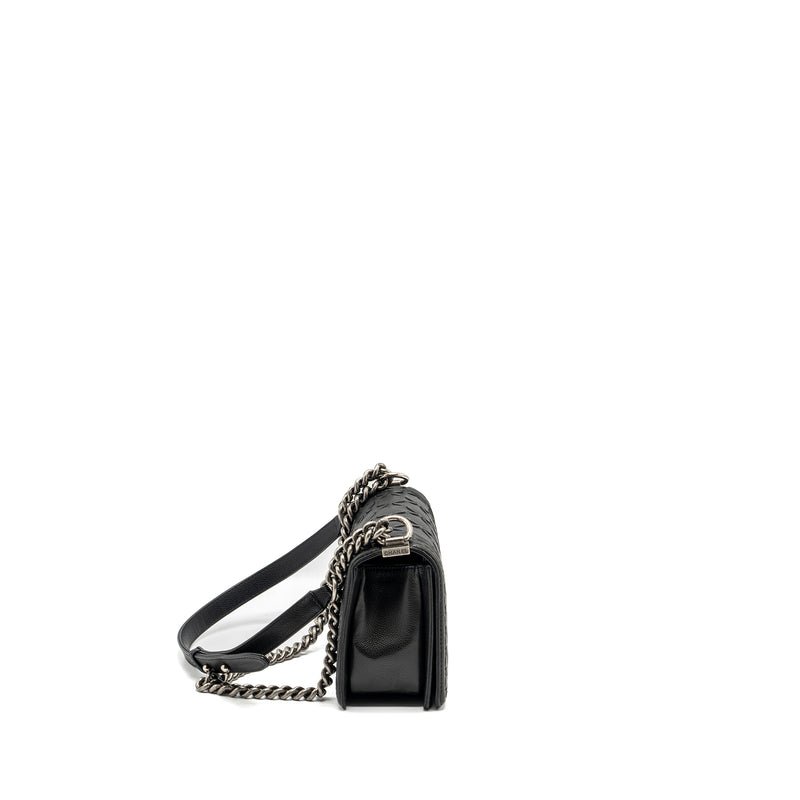 Chanel medium boy bag limited quilted caviar black ruthenium hardware