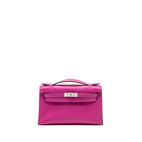 Hermes Kelly Pochette Swift Rose Pourpre SHW Stamp A