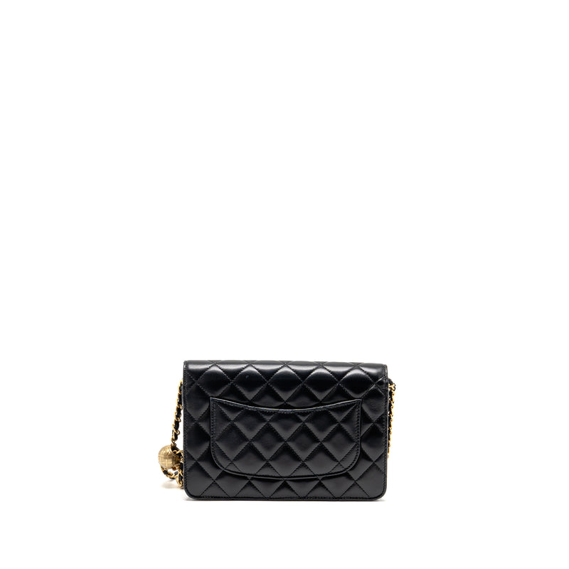 Chanel Pearl Crush Wallet on Chain Lambskin Black GHW (microchip)