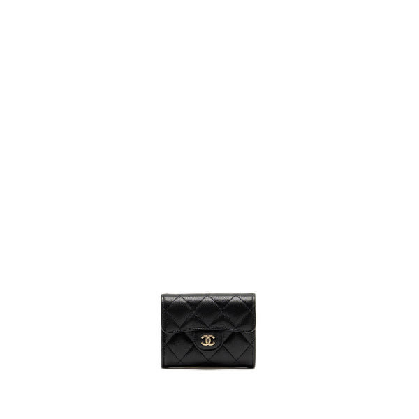 Chanel Classic Flap Card Holder Caviar Black LGHW (Microchip)