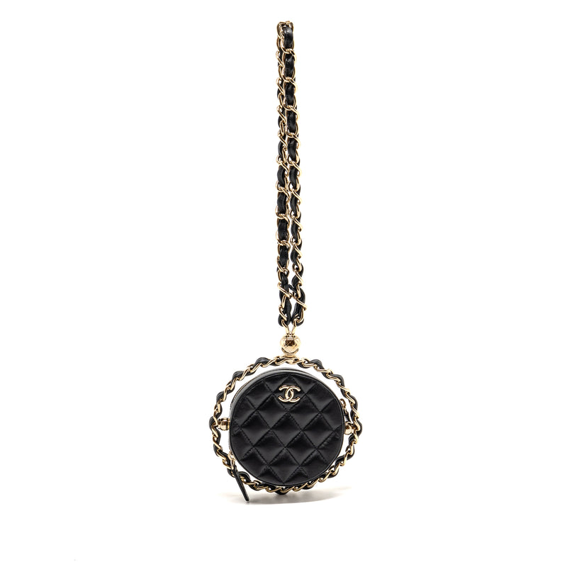 Chanel 22C Round Clutch with Chain Lambskin Black LGHW