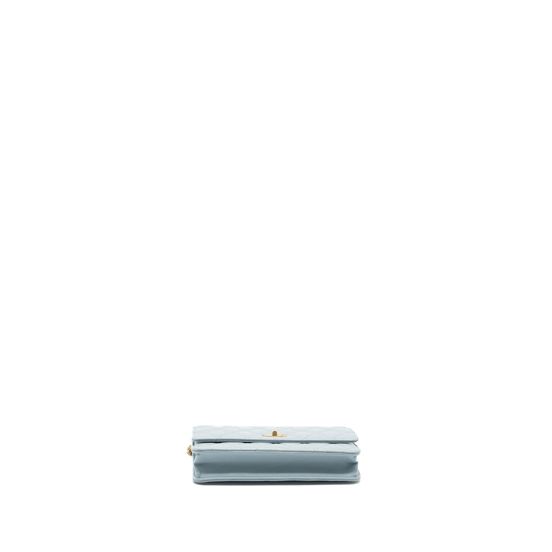 Chanel 2.55 Reissue Wallet on Chain Aged Calfskin Light Blue Brushed GHW (Microchip)