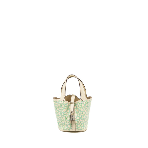 Hermes Lucky Daisy Micro Picotin Swift Nata/Vert/Blanc SHW Stamp U