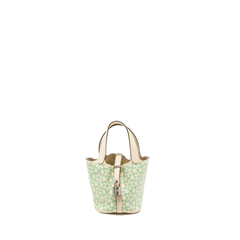 Hermes Lucky Daisy Micro Picotin Swift Nata/Vert/Blanc SHW Stamp U